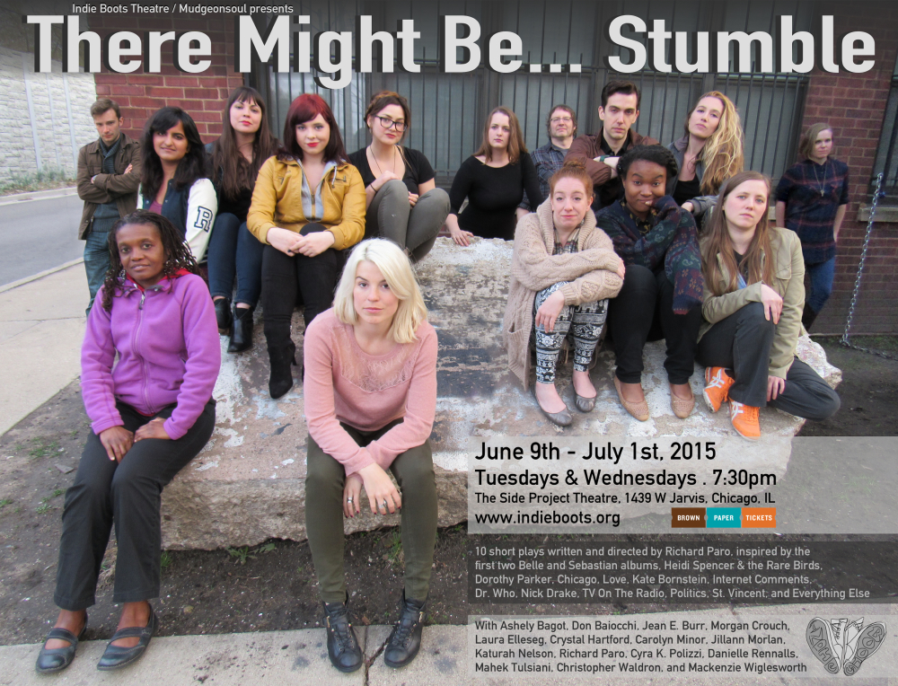 Large postcard featuring a group of actors looking seriously toward the camera.